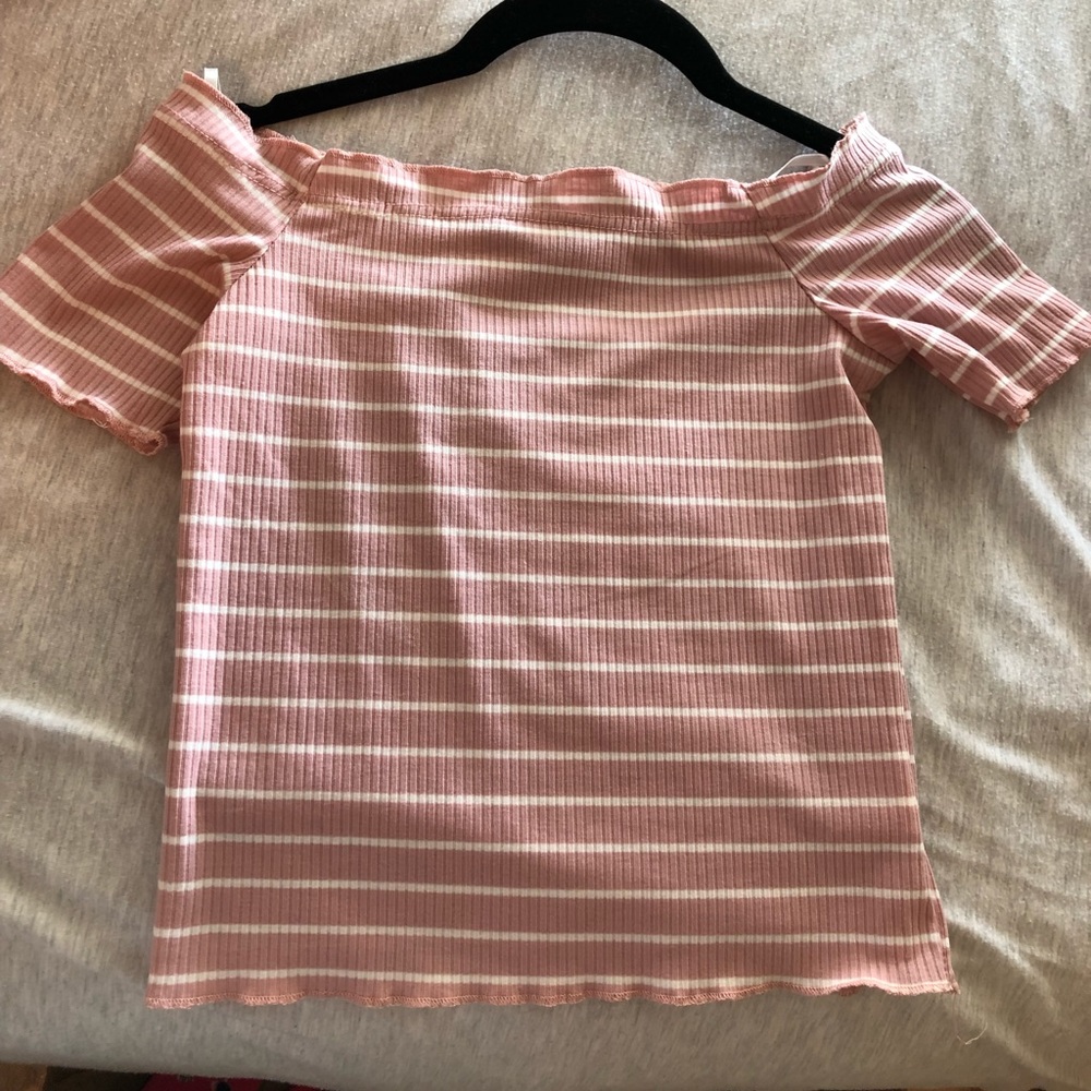Light pink and white striped crop top